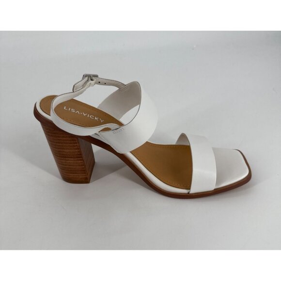 Lisa Vicky Womens Slingback Sandals White Heeled Square Toe Size 9 Oasis - Picture 9 of 11